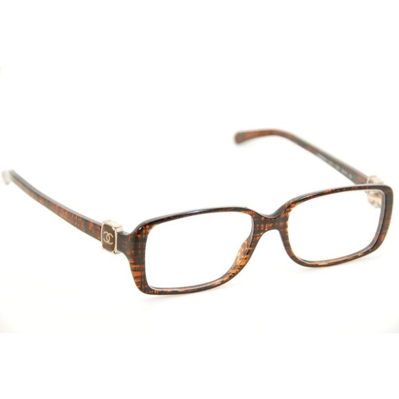 Rare Authentic Chanel Glasses 3185 c.1204 52mm Brown Tweed Frames Italy RX - Picture 1 of 7